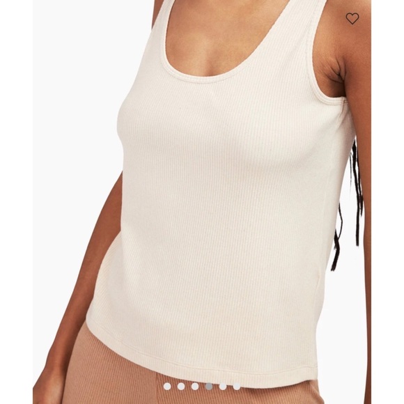 NWT Nadaam Ribbed Lightweight Tank Cashmere Blend Linen Cream Scoop Neck Small - Picture 6 of 6